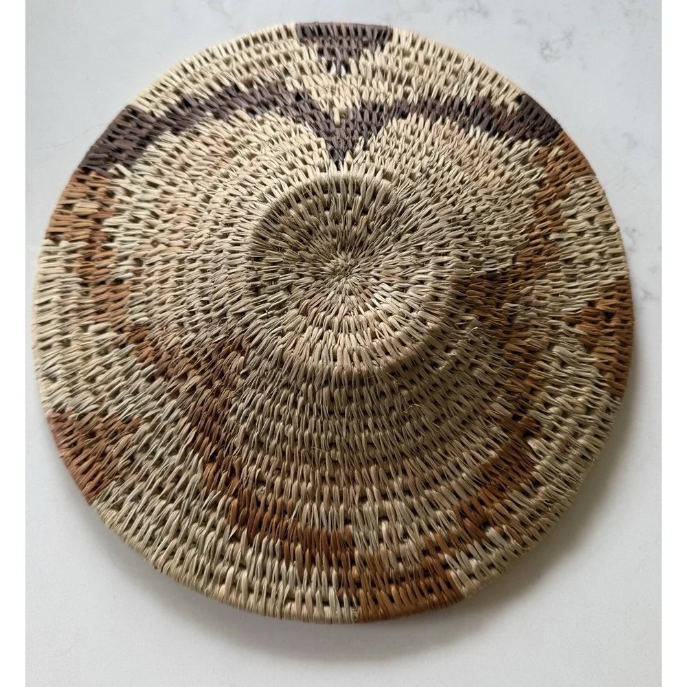 VINTAGE WOVEN COILED BASKET Farmhouse Boho